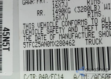 2021 Toyota Tacoma Sr5 V6 from USA, damaged, VIN 5TFCZ5AN0MX280462